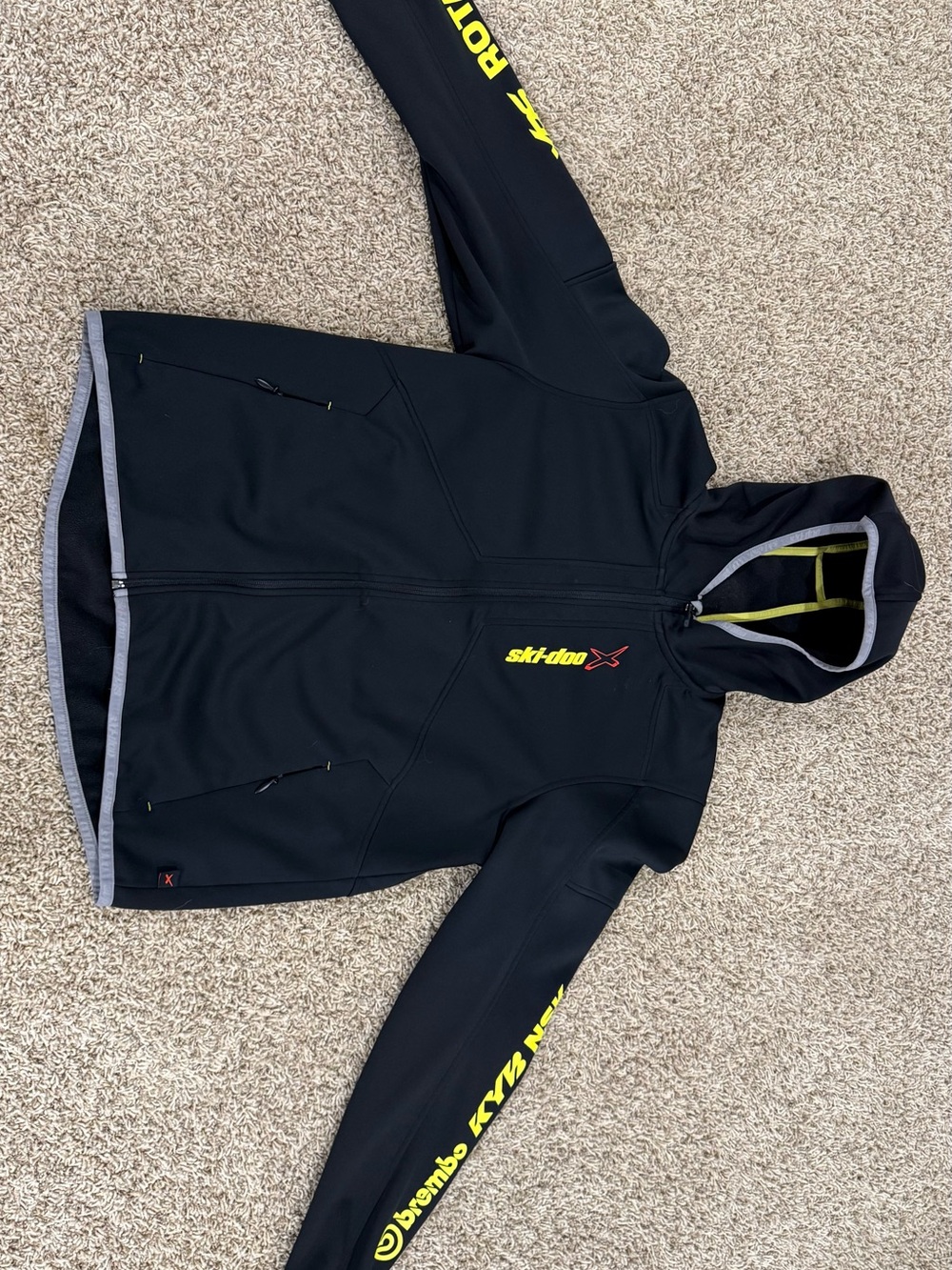 Ski-Doo X Black Hooded Jacket with Yellow Logo